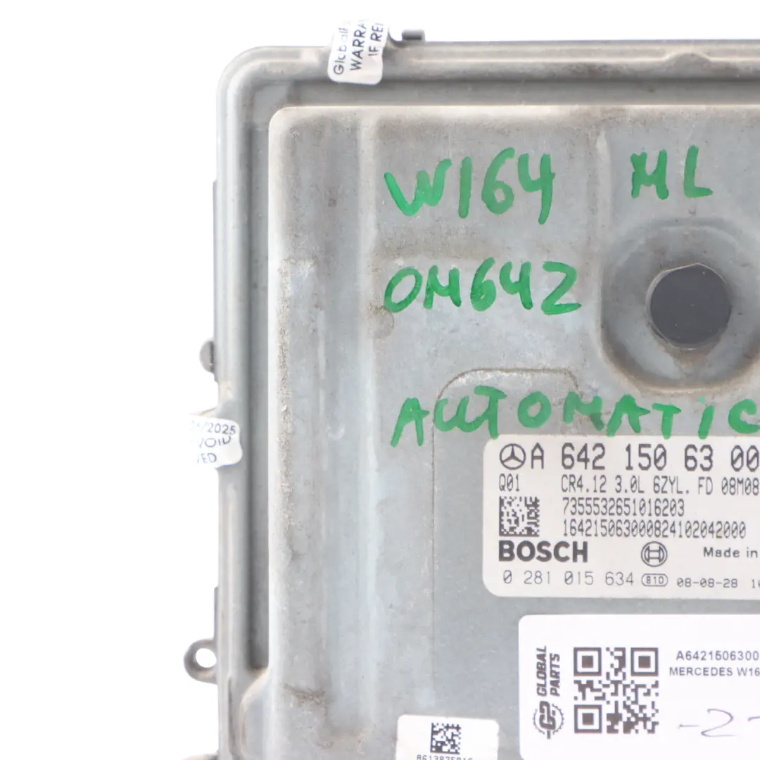 Mercedes ML W164 280CDI 4Matic OM642.940 190HP Engine ECU Automatic - SKU A6421506300 - Part number A6421506300
