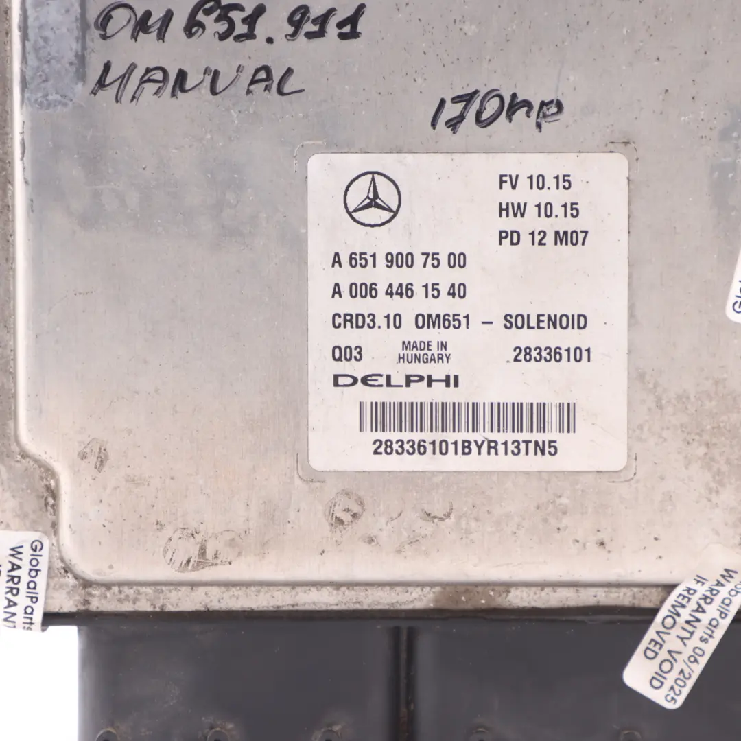 Mercedes W204 C 220 CDI 651.911 170HP Engine Control ECU Kit Manual - SKU A6519007500-12 - Part number A6519007500