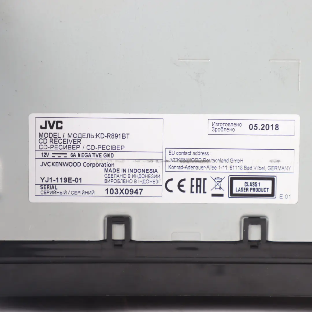 Genuine JVC Car Radio Stereo Audio Player Bluetooth USB Head Unit to with Part number KD-R891BT Genuine JVC Car Radio Stereo Audio Player Bluetooth USB Head Unit - SKU KD-R891BT-1 - Part number KD-R891BT