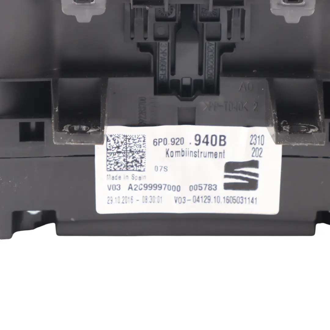 Instrument Cluster Speedo Clocks Meter Manual to Seat Ibiza IV Petrol with Part number 6P0920940B Seat Ibiza IV Petrol Instrument Cluster Speedo Clocks Meter Manual - SKU RHD-6P0920940B - Part number 6P0920940B