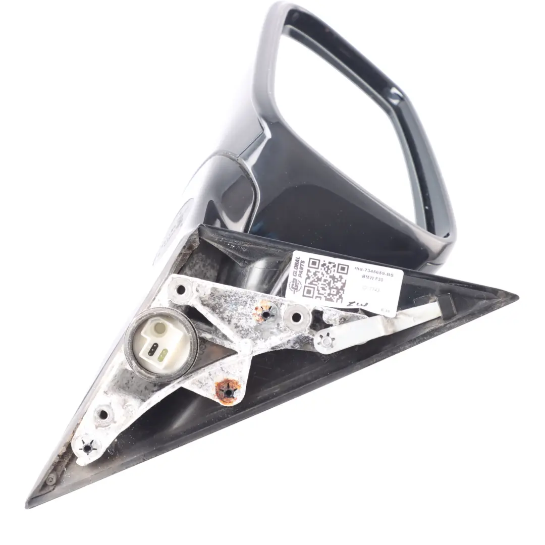 BMW F30 F31 High Gloss Heated Left Wing Mirror N/S Black Sapphire Metallic 475 - SKU RHD-7345659-BS - Part number 7345659