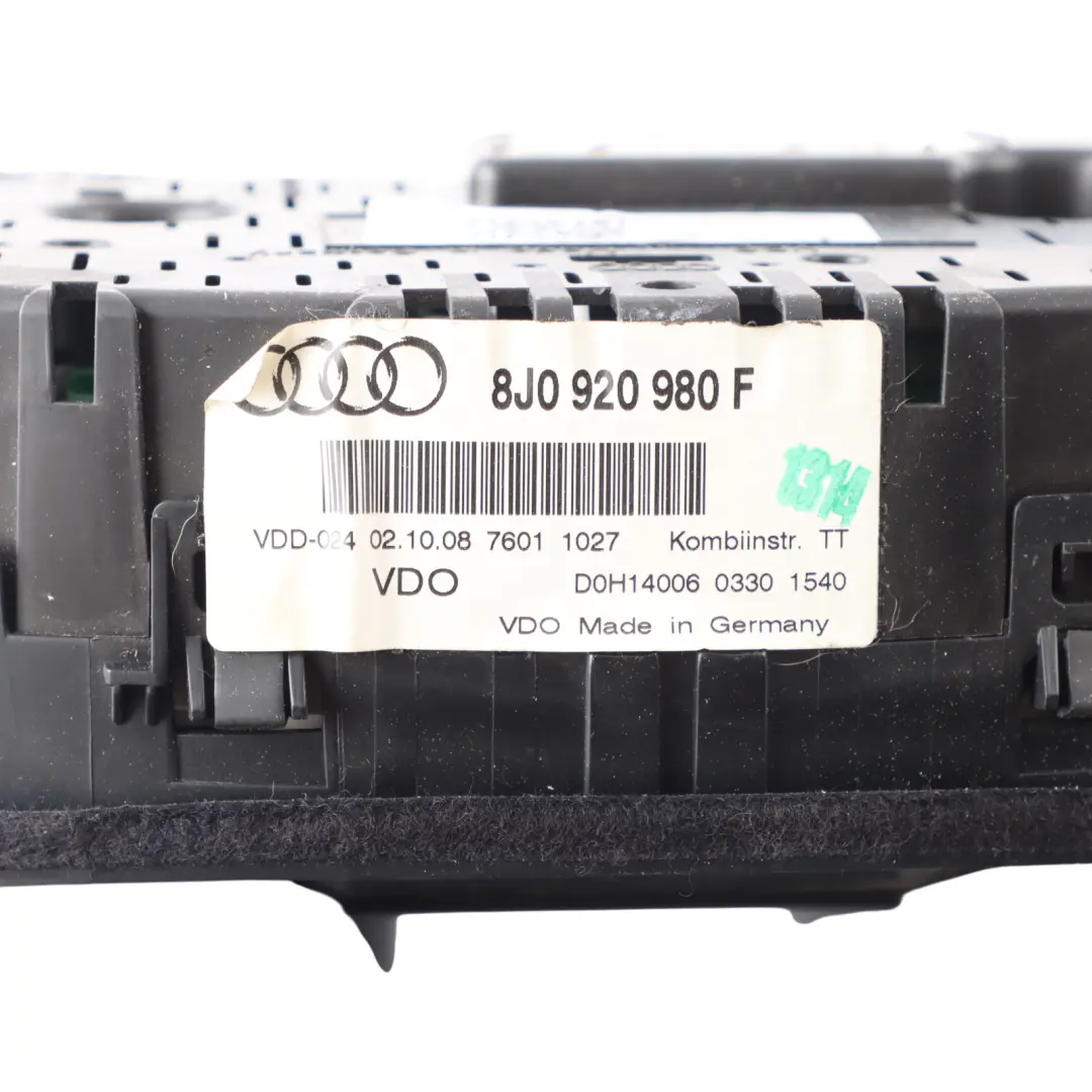 Instrument Cluster Speedo Meter Clocks Manual to Audi TT 8J Petrol with Part number 8J0920980F Audi TT 8J Petrol Instrument Cluster Speedo Meter Clocks Manual - SKU RHD-8J0920980F - Part number 8J0920980F