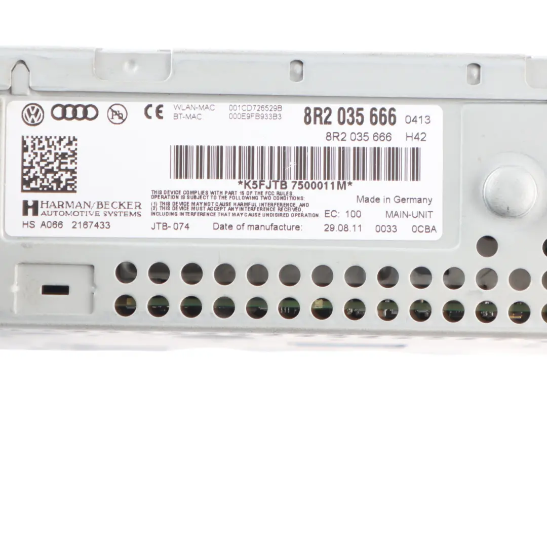 Audi A5 8T Multimedia Sat Nav MMI 3G Radio Player Unit Harman - SKU RHD-8R2035666 - Part number 8R2035666