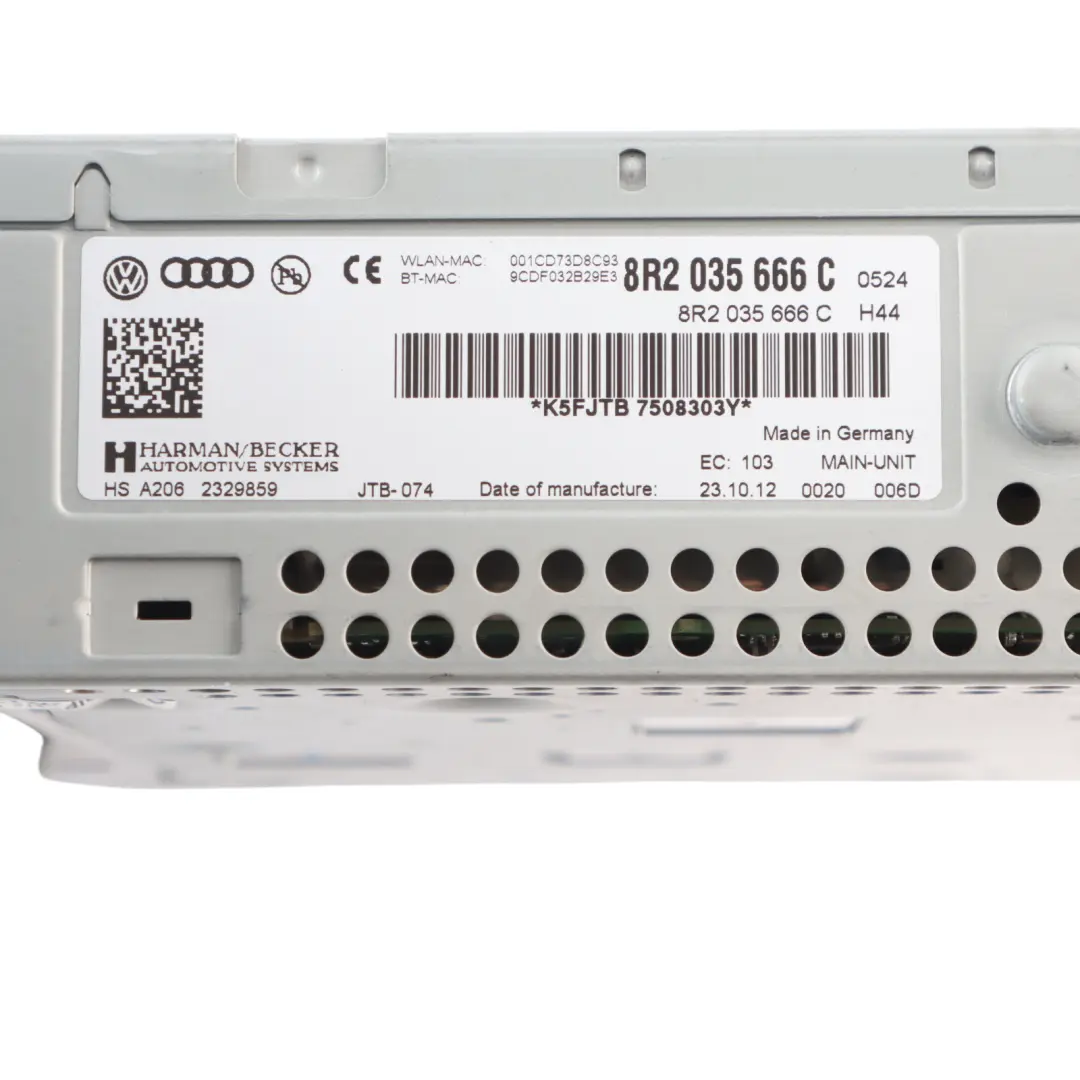 CD Player Head Unit Audi A4 S4 B8 A5 8T Harman Multimedia Navi Radio - SKU RHD-8R2035666C - Part number 8R2035666C