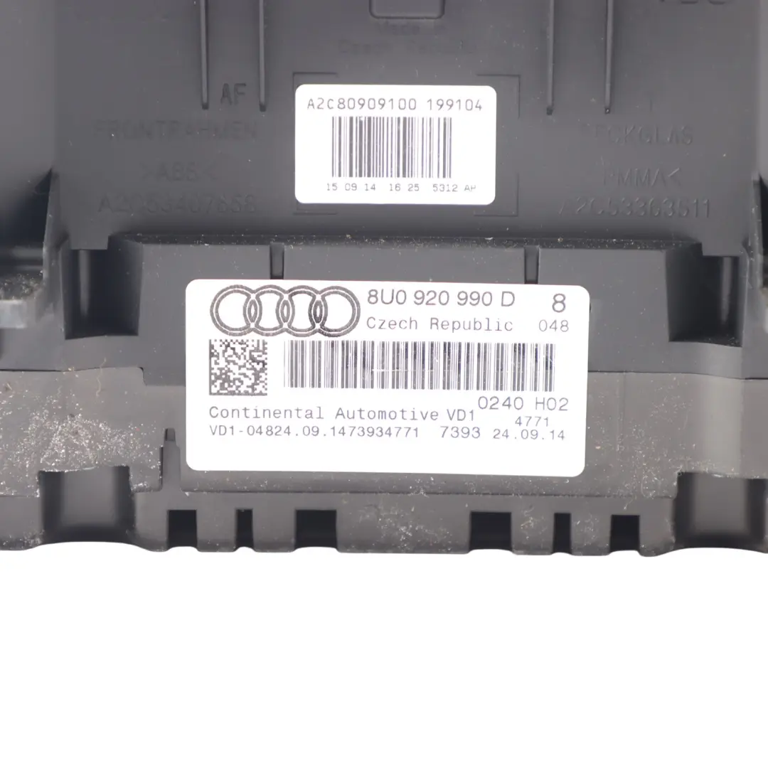 Instrument Cluster Speedometer Clocks Petrol Automatic to Audi Q3 8U with Part number 8U0920990D Audi Q3 8U Instrument Cluster Speedometer Clocks Petrol Automatic - SKU RHD-8U0920990D - Part number 8U0920990D