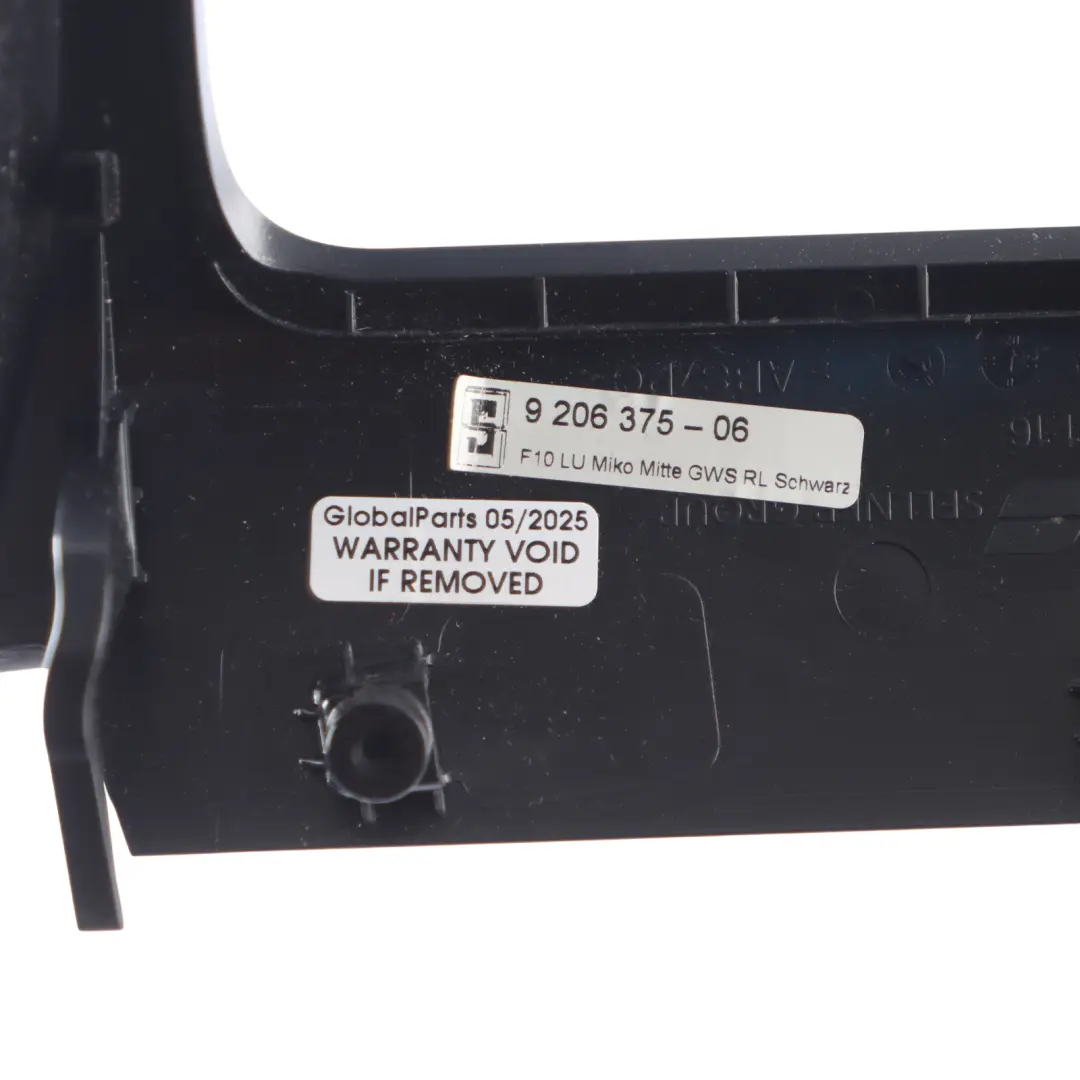 Center Console Cover Trim Panel Frame Black to BMW F10 F11 with Part number 9206375 BMW F10 F11 Center Console Cover Trim Panel Frame Black - SKU RHD-9206375 - Part number 9206375