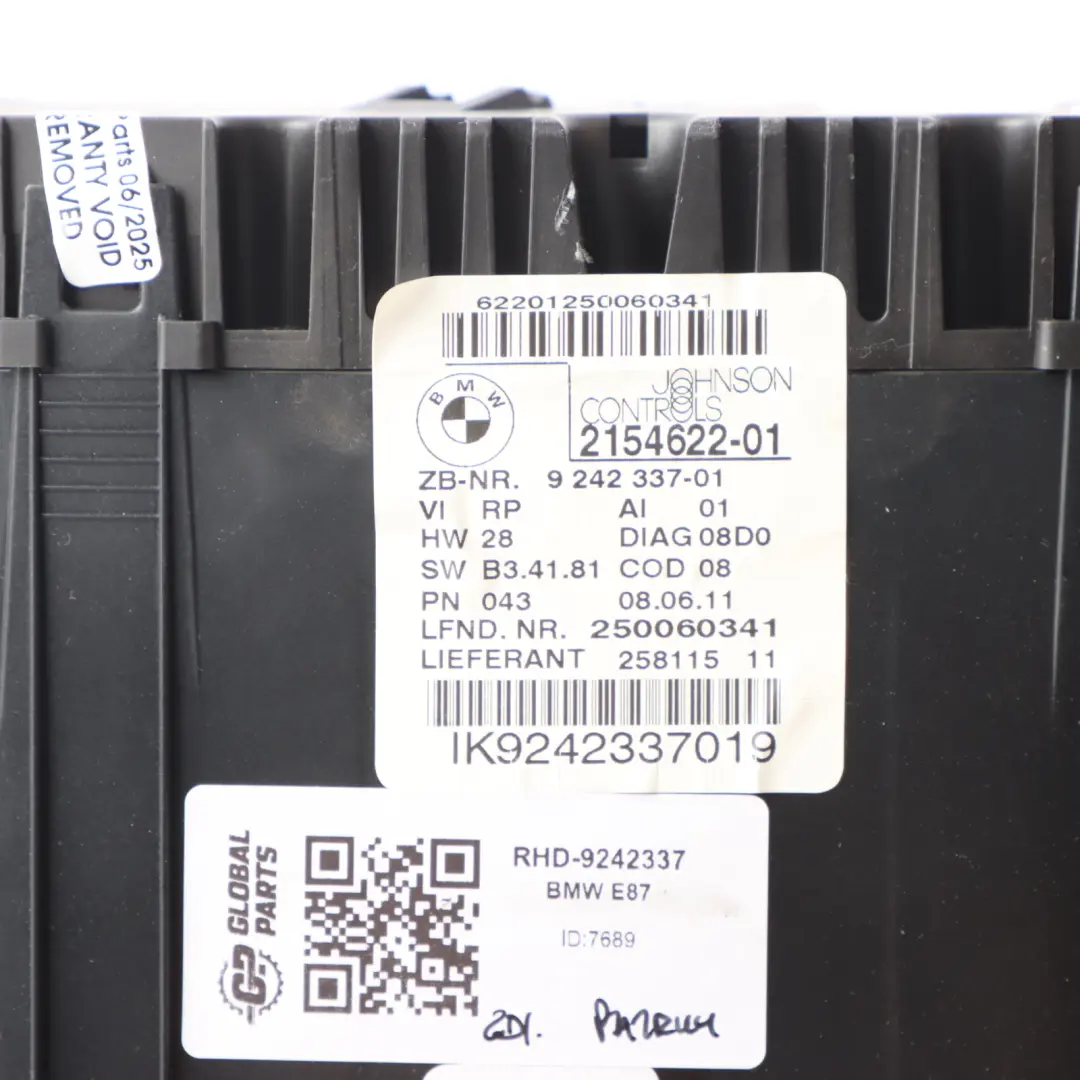 BMW E82 E88 E87 N47S Diesel Instrument Cluster Speedo Clocks MPH Manual - SKU RHD-9242337 - Part number 9242337