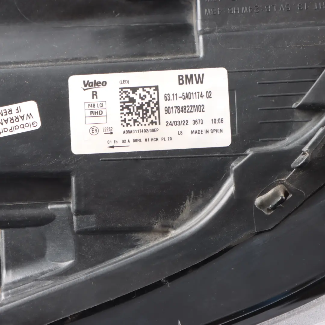 BMW X1 F48 LCI Front Headlight Headlamp LED Lamp Right O/S - SKU RHD-9477814-1 - Part number 9477814