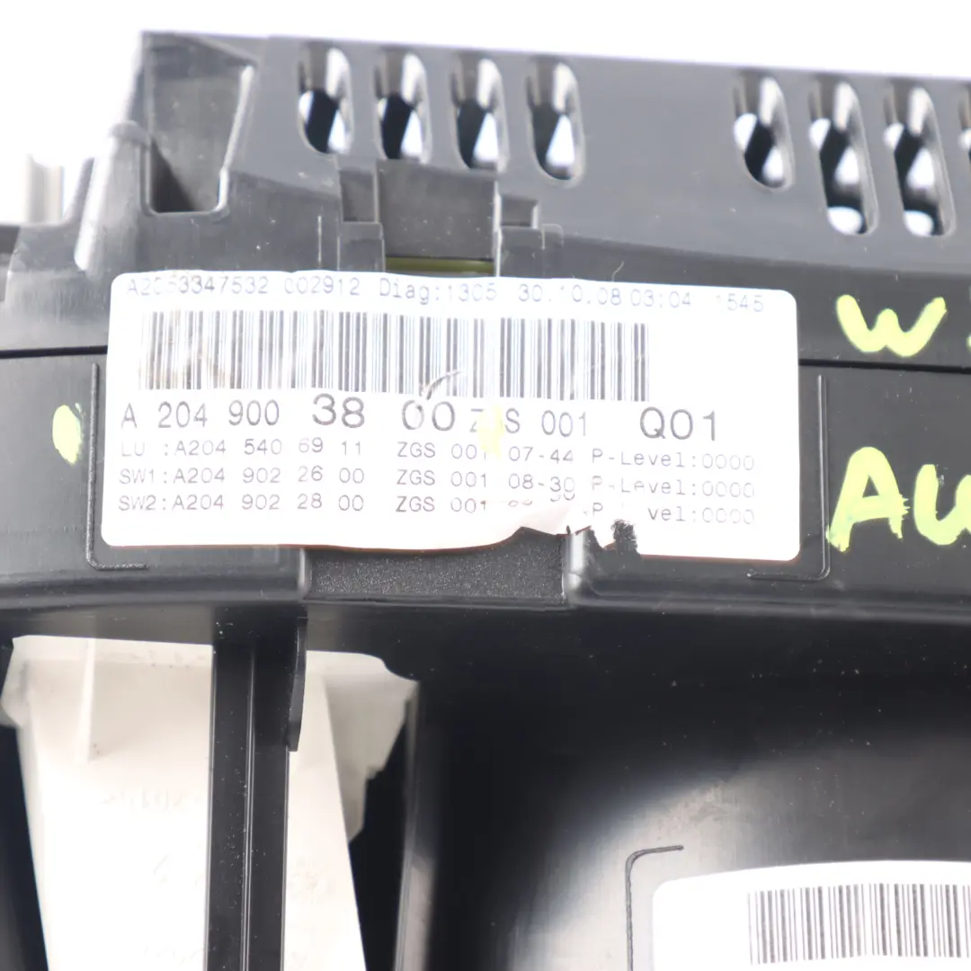 Mercedes W204 Petrol Instrument Cluster Speedo Clocks Automatic - SKU rhd-A2049003800 - Part number A2049003800