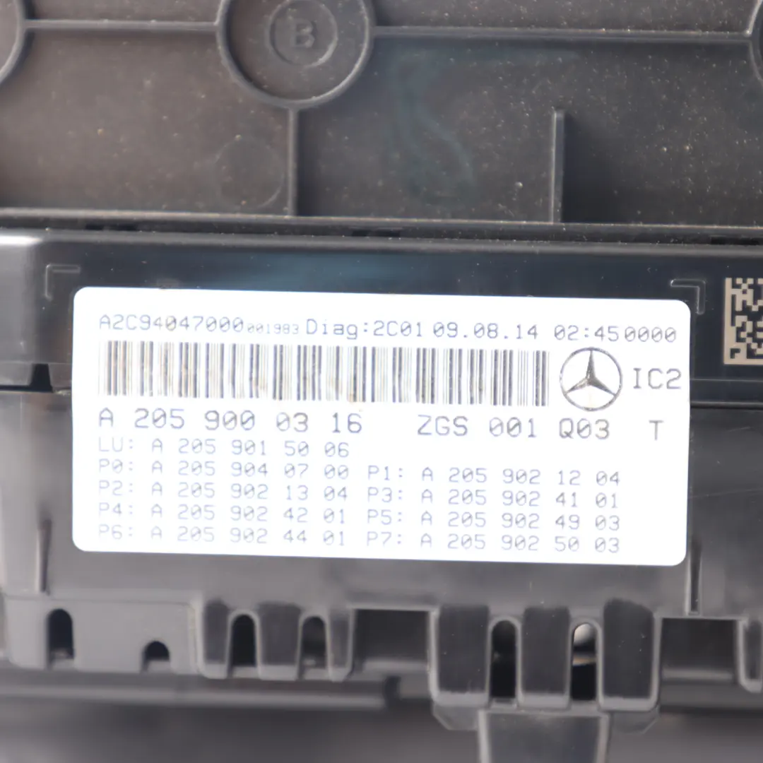 Instrument Cluster Clocks Speedometer Automatic to Mercedes S205 Petrol with Part number A2059000316 Mercedes S205 Petrol Instrument Cluster Clocks Speedometer Automatic - SKU RHD-A2059000316 - Part number A2059000316