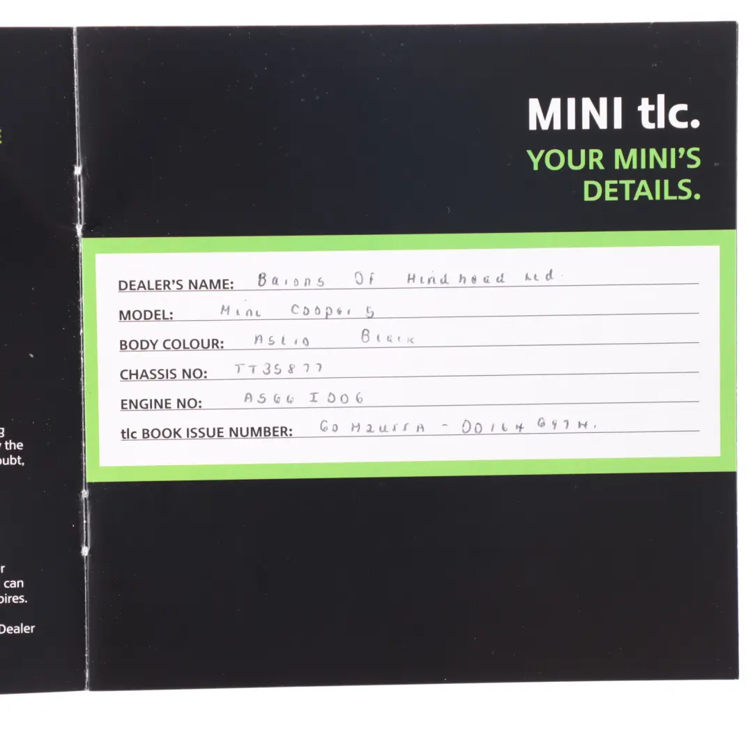 Mini R56 Cooper S Service Booklet Owner's Handbook Pouch Case Wallet Set - SKU 0013283-2 - Part number 0013283