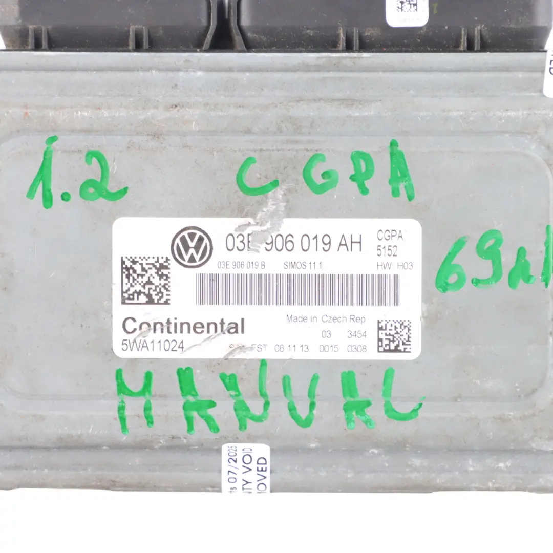 CGPA 69HP Engine ECU Kit Manual to VW Volkswagen Polo 6R 1.2 MPI with Part number 03E906019AH VW Volkswagen Polo 6R 1.2 MPI CGPA 69HP Engine ECU Kit Manual - SKU 03E906019AH - Part number 03E906019AH