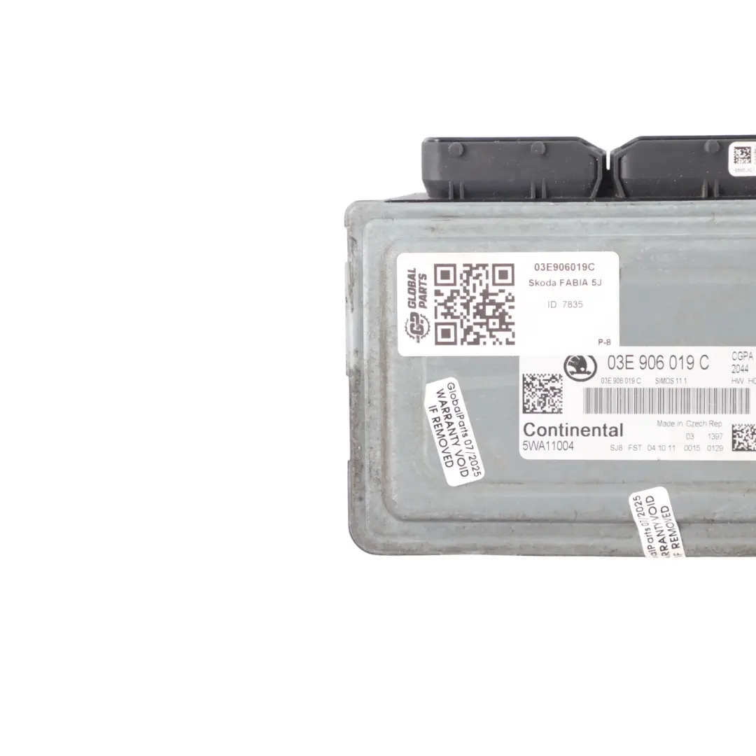Skoda Fabia 5J 1.2 MPI Petrol CGPA 69HP Engine Control ECU Manual - SKU 03E906019C - Part number 03E906019C