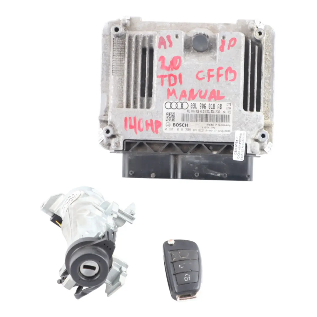 Audi A3 8P 2.0 TDI 140HP CFFB Diesel Engine Control ECU Kit Manual - SKU 03L906018AB-2 - Part number 03L906018AB
