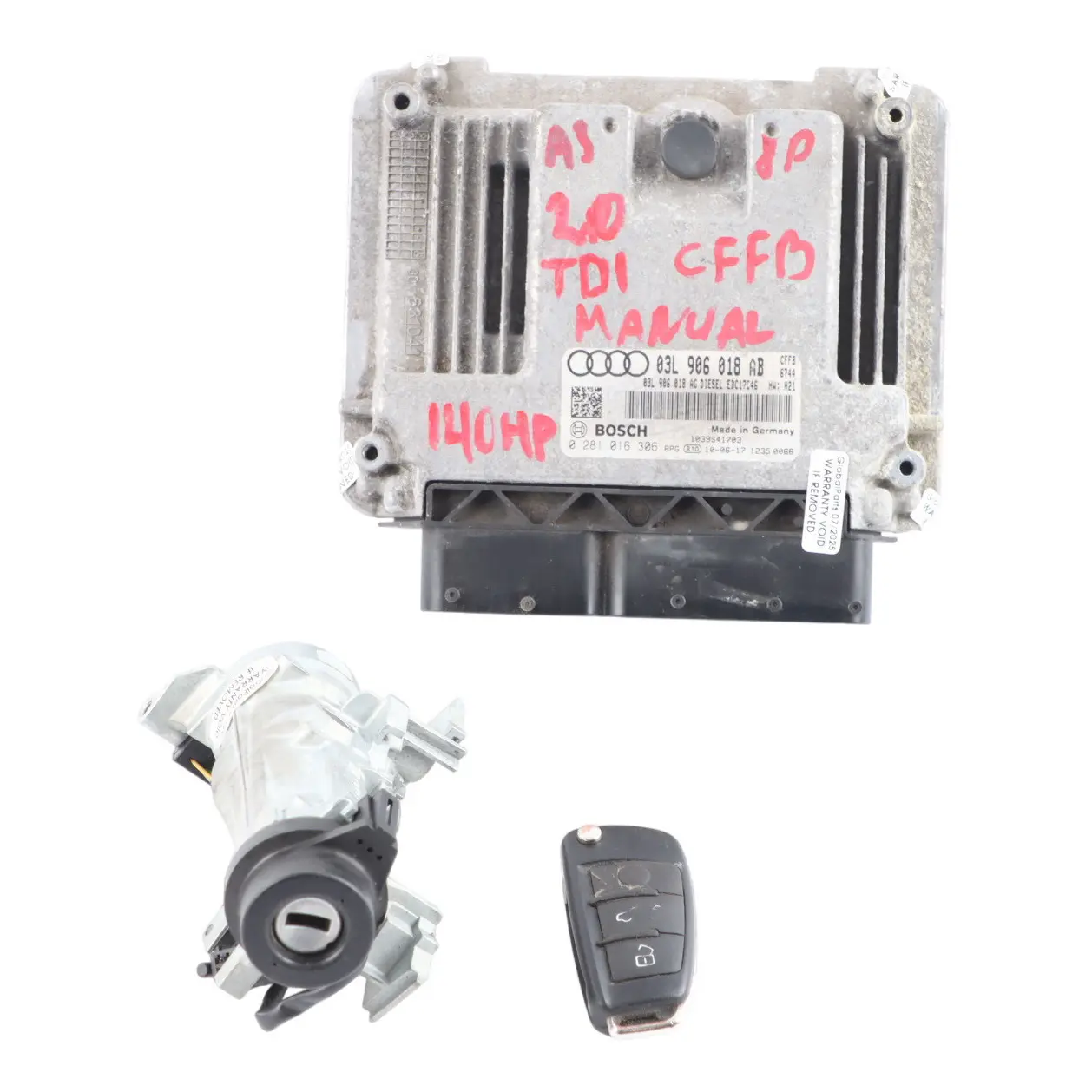 Audi A3 8P 2.0 TDI 140HP CFFB Diesel Engine Control ECU Kit 03L906018AB Manual