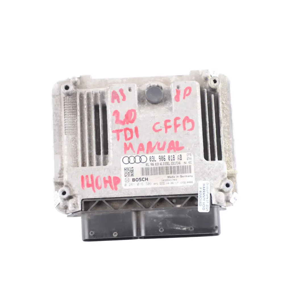 Audi A3 8P 2.0 TDI 140HP CFFB Diesel Engine Control ECU Kit Manual - SKU 03L906018AB-2 - Part number 03L906018AB