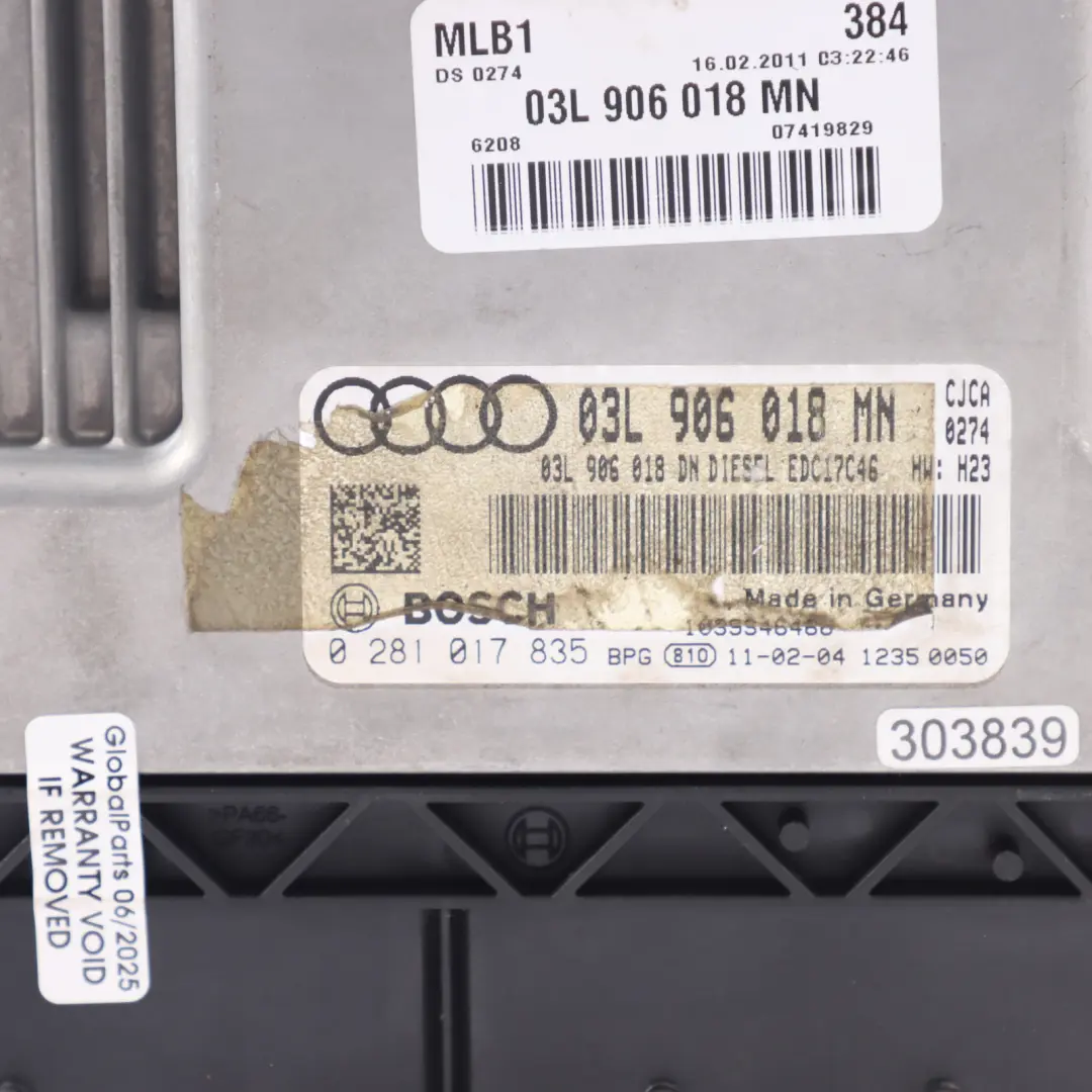 CJCA 2.0 TDI 143HP Quattro Diesel Engine ECU Kit Manual to Audi Q5 8R with Part number 03L906018MN Audi Q5 8R CJCA 2.0 TDI 143HP Quattro Diesel Engine ECU Kit Manual - SKU 03L906018MN-1 - Part number 03L906018MN