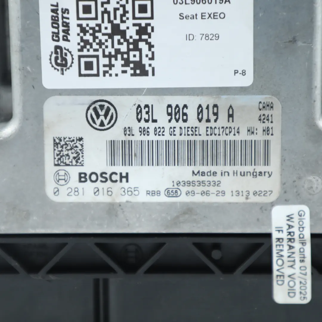 CAHA 143HP Diesel Engine Control Unit ECU Manual to Seat Exeo 2.0 TDI with Part number 03L906019A Seat Exeo 2.0 TDI CAHA 143HP Diesel Engine Control Unit ECU Manual - SKU 03L906019A - Part number 03L906019A
