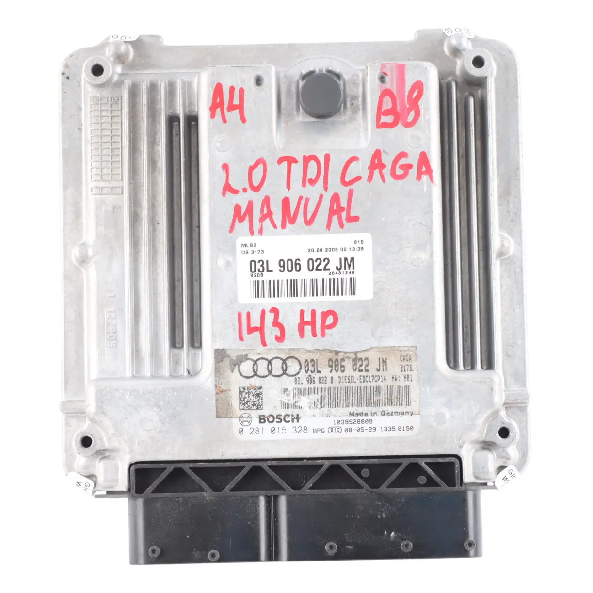 Audi A4 B8 2.0 TDI 143HP CAGA Diesel Engine Control Unit ECU 03L906022JM Manual