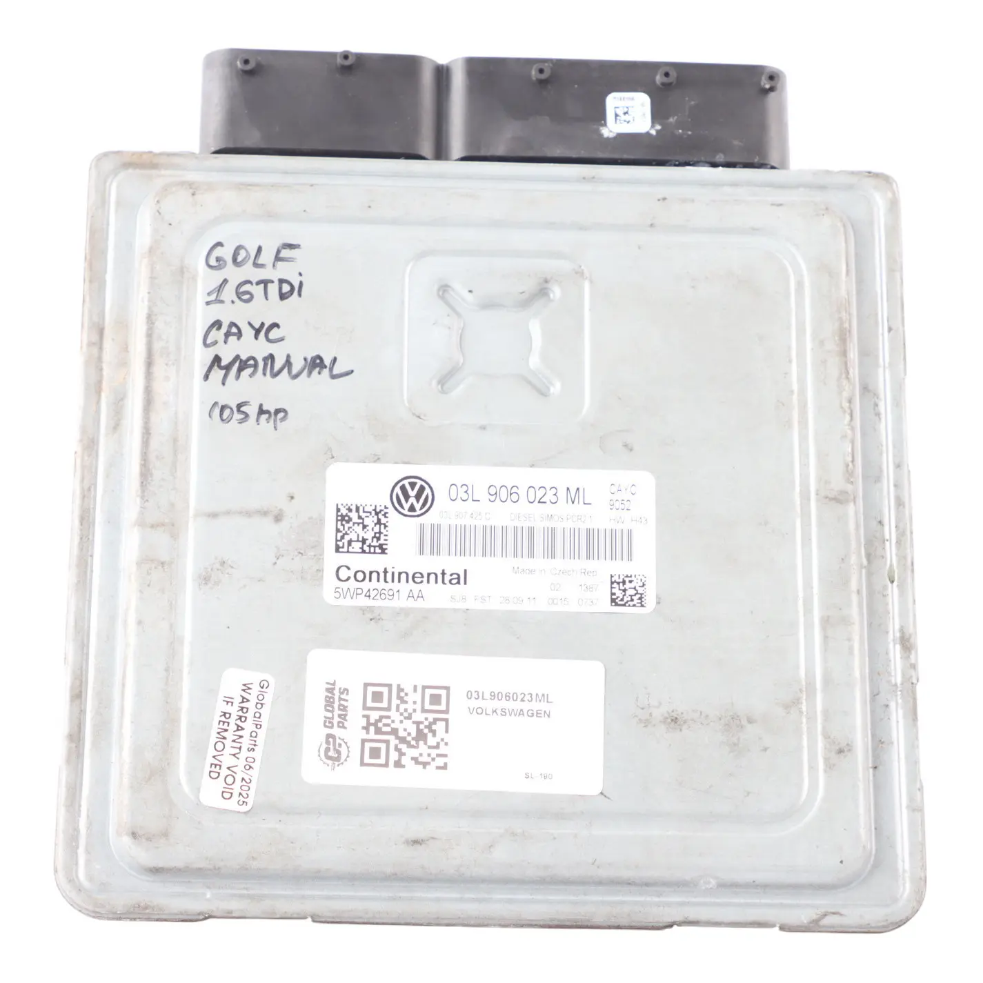 VW Volkswagen Golf Mk6 1.6 TDI 105 HP Diesel CAYC Engine ECU 03L906023ML Manual