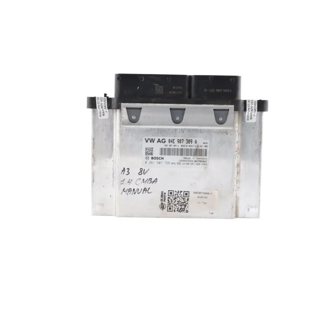 Audi A3 8V 1.4 TFSI CMBA 122HP Engine Control Unit ECU Kit Manual - SKU 04E907309A-1 - Part number 04E907309A
