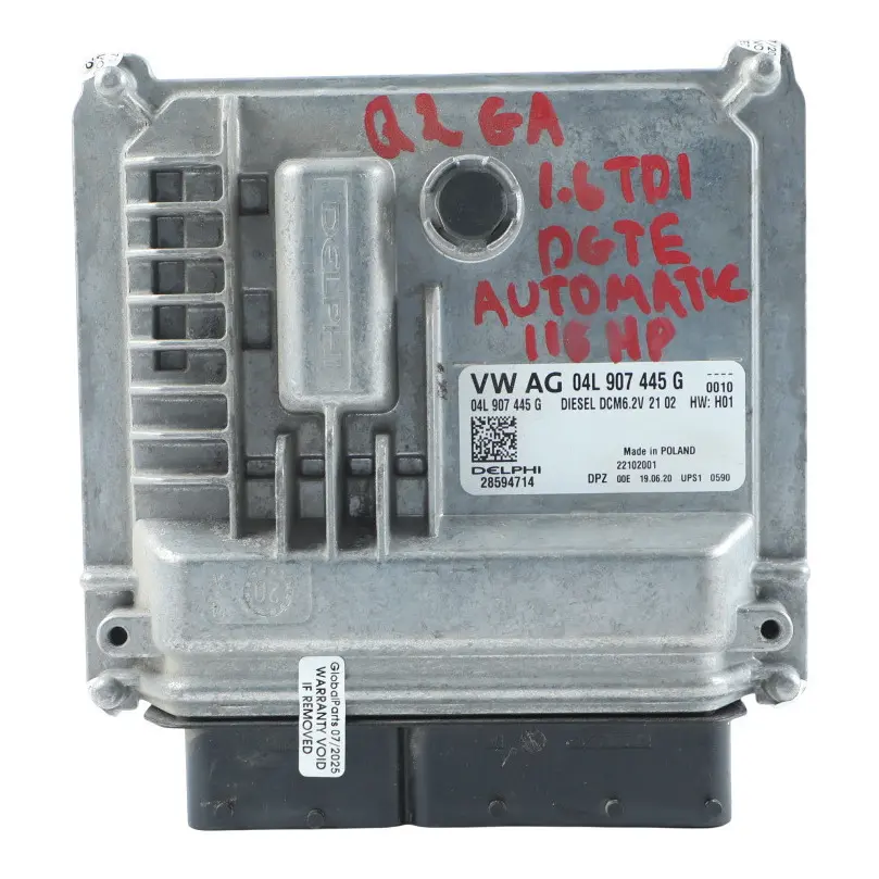 Audi Q2 GA 1.6 TDI DGTE 115 HP Centralina Motore ECU 04L907445G Automatico