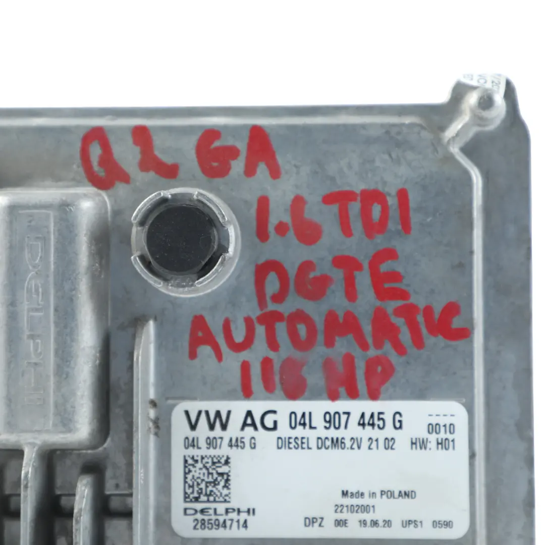 Audi Q2 GA 1.6 TDI DGTE 115 HP Calculateur Moteur ECU - SKU 04L907445G - Numéro de pièce 04L907445G