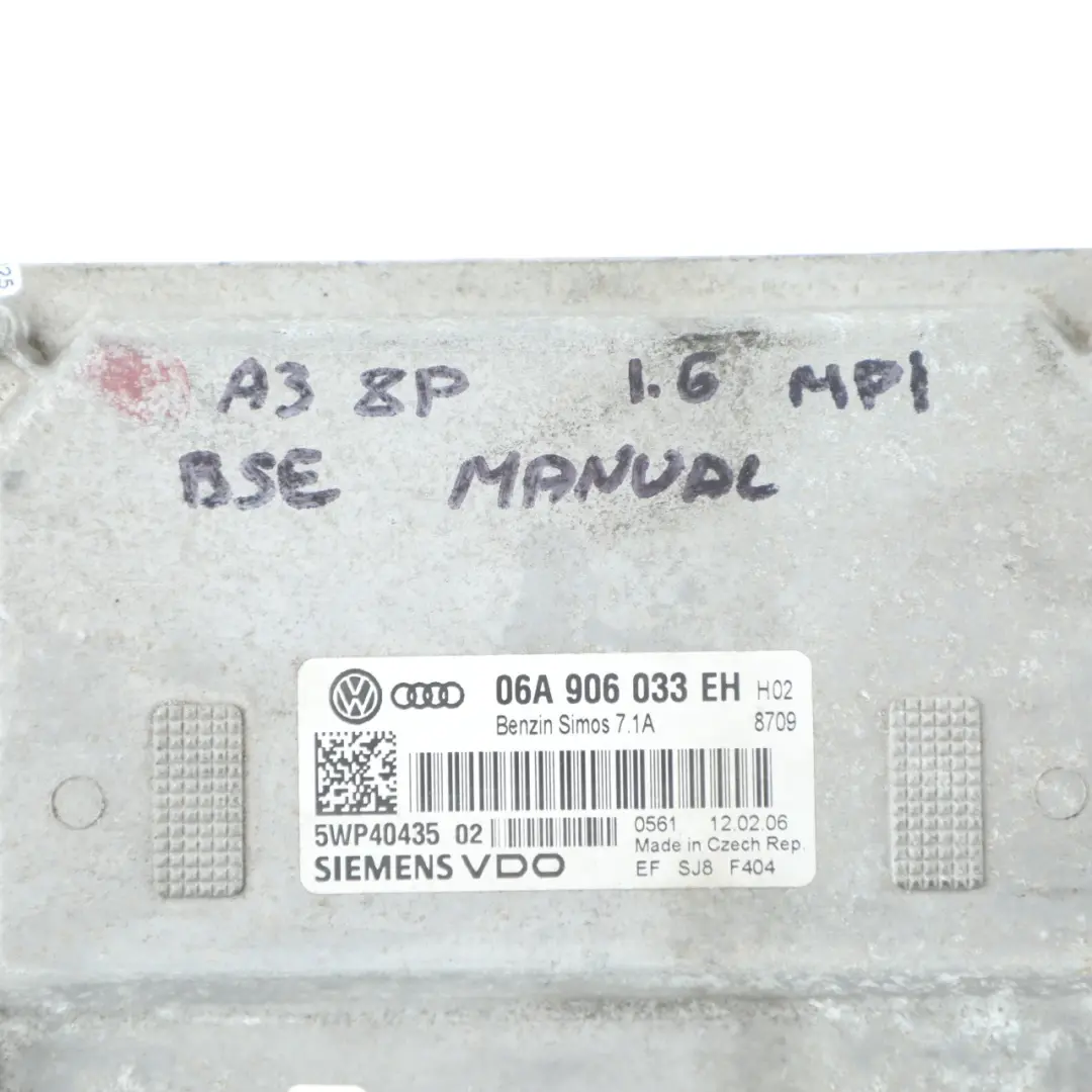 BSE 102HP Engine Control Unit ECU Manual to Audi A3 8P 1.6 MPI with Part number 06A906033EH Audi A3 8P 1.6 MPI BSE 102HP Engine Control Unit ECU Manual - SKU 06A906033EH - Part number 06A906033EH