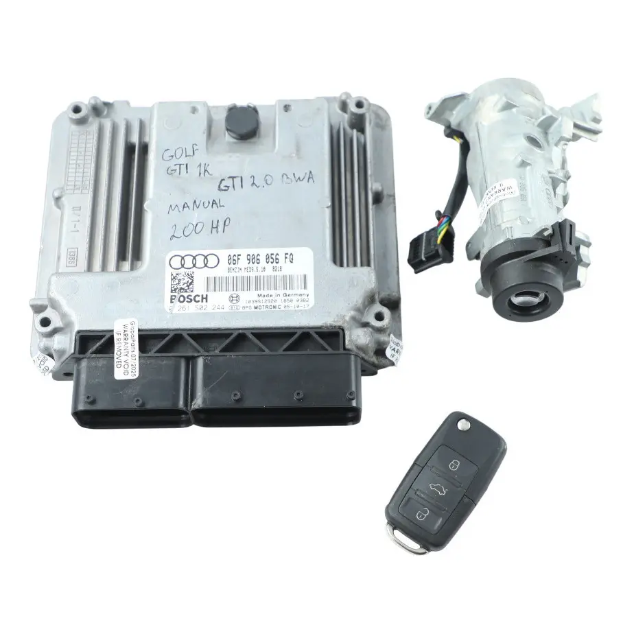 Mk5 1K 2.0 GTI BWA 200HP Engine ECU Kit + Key Manual to Volkswagen Golf with Part number 06F906056FQ Volkswagen Golf Mk5 1K 2.0 GTI BWA 200HP Engine ECU Kit + Key Manual - SKU 06F906056FQ - Part number 06F906056FQ