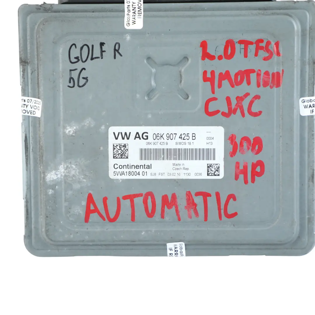 VW Golf Mk7 5G R 2.0 TFSI CJXC 300HP 4motion Engine ECU Kit + 2 Keys - SKU 06K907425B-11 - Part number 06K907425B