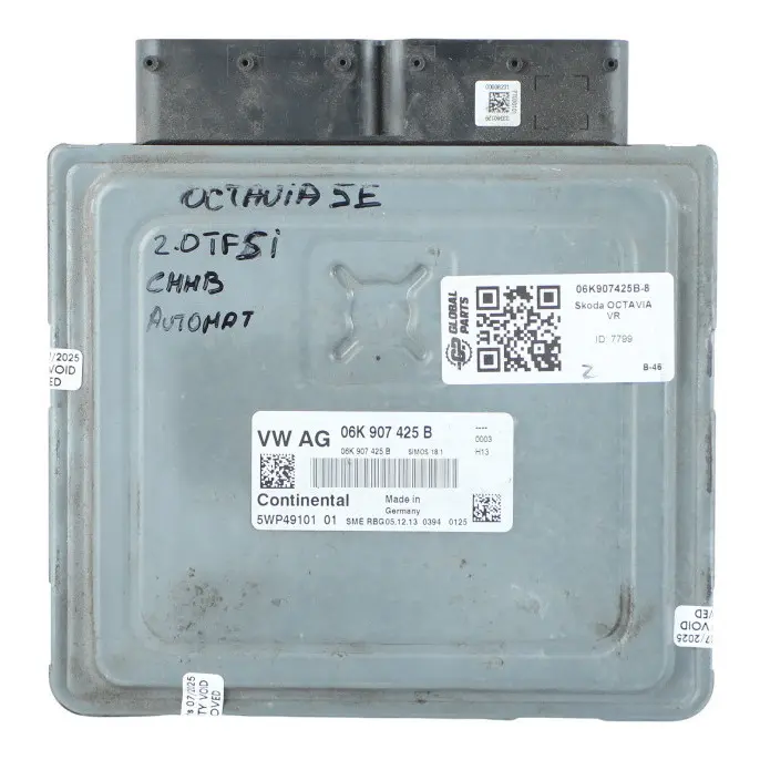 Skoda Octavia RS 5E 2.0 TSI CHHB 220HP Engine Control ECU 06K907425B Automatic