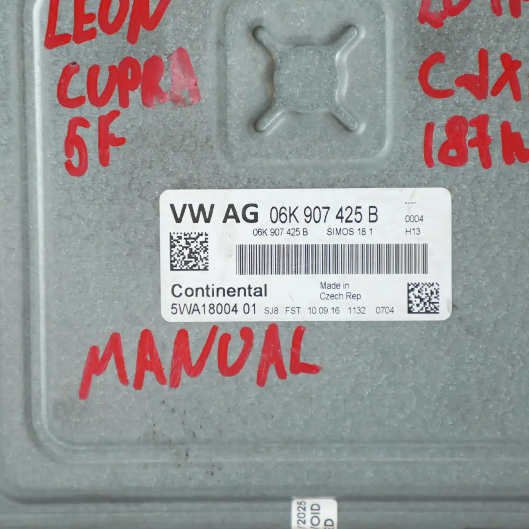 Seat Leon Cupra 5F 2.0 TFSI CJXH 290HP Engine ECU Kit BCM+Key Manual - SKU 06K907425B-9 - Part number 06K907425B