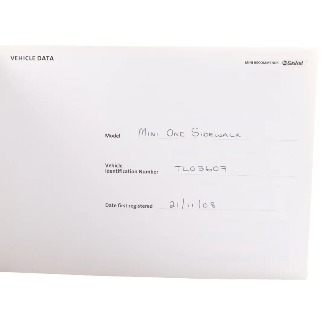 Sidewalk Service Booklet Owner Handbook Book Pouch Case to Mini Cooper R50 R53 One with Part number 0012939 Mini Cooper R50 R53 One Sidewalk Service Booklet Owner Handbook Book Pouch Case - SKU 12939 - Part number 0012939