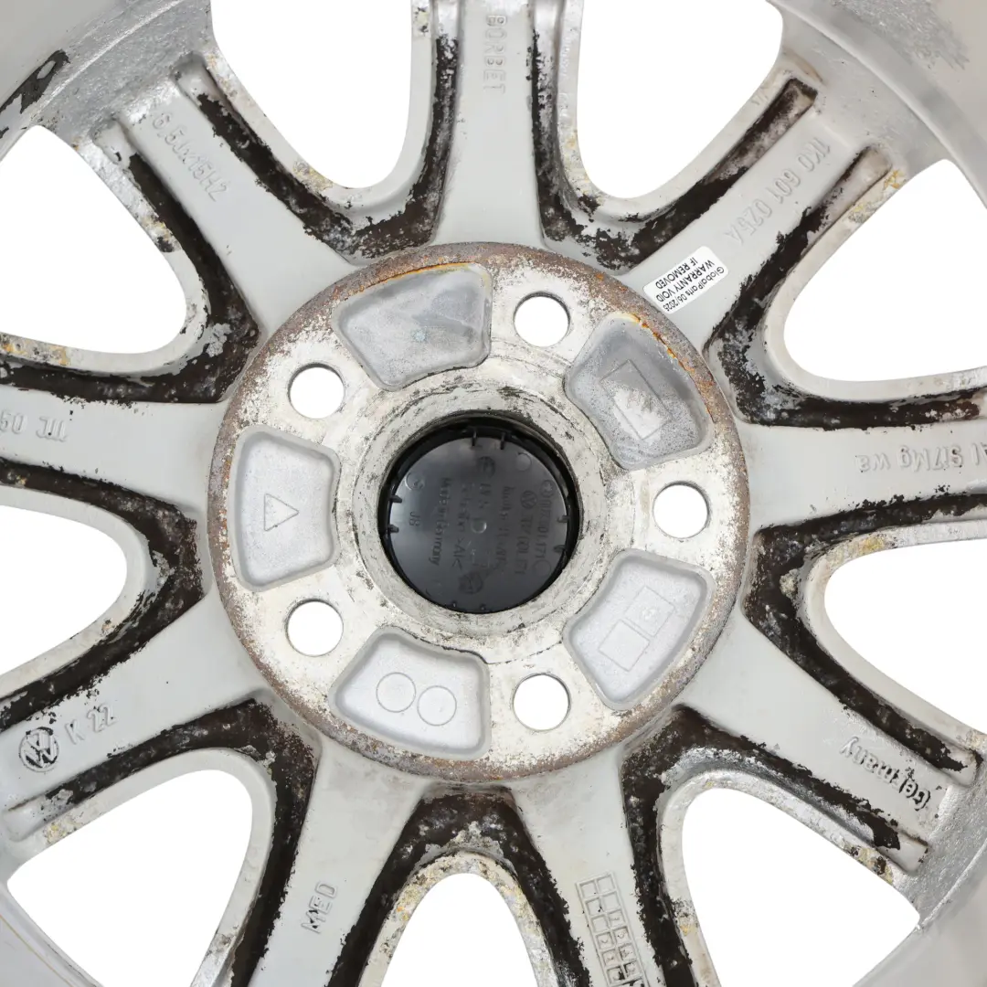 VW Volkswagen Golf Mk5 V Wheel Alloy Rim 15" 6,5J ET:50 Silver - SKU 1K0601025A-3 - Part number 1K0601025A