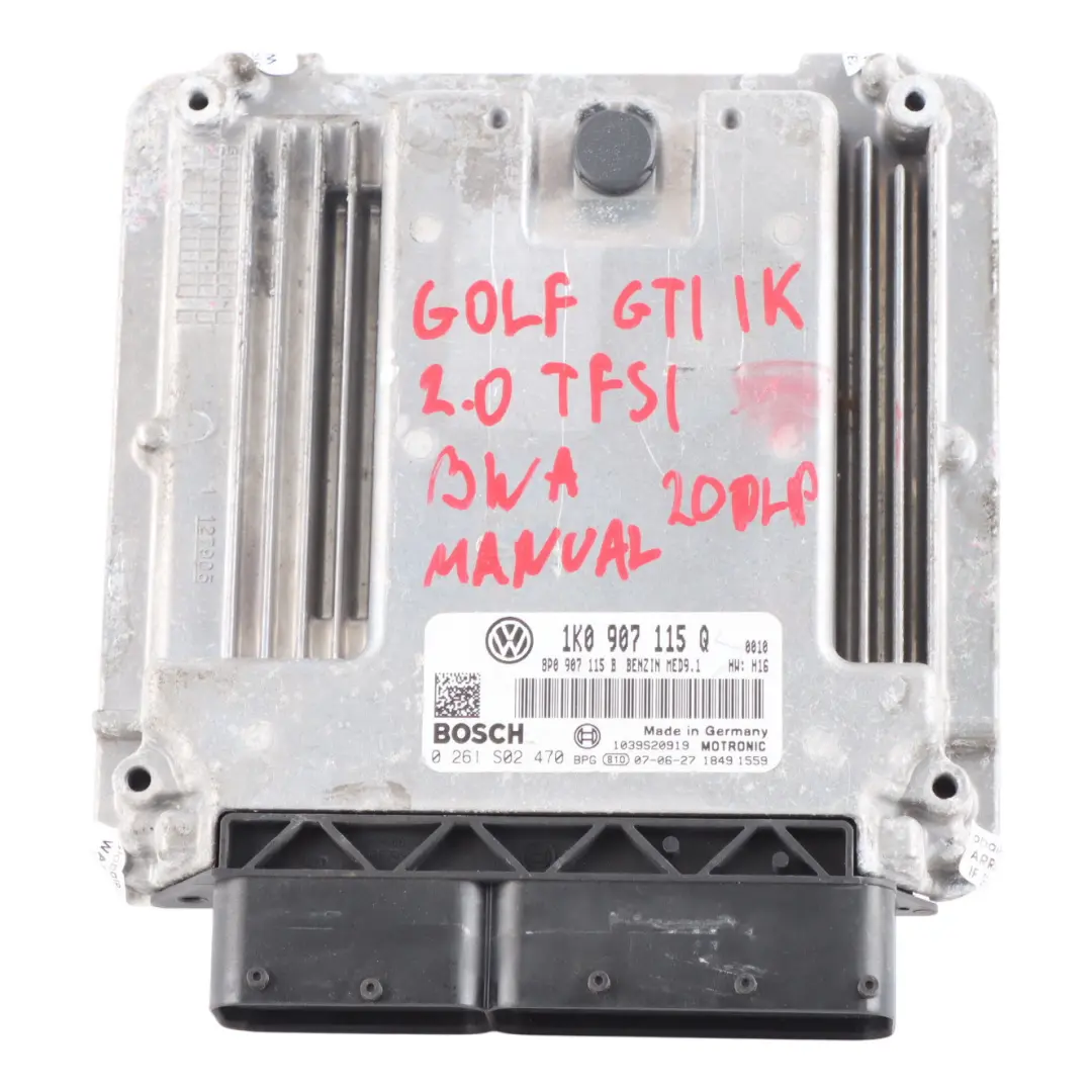 Mk5 2.0 TSI BWA GTI 200HP Engine Control ECU Manual to Volkswagen Golf with Part number 1K0907115Q Volkswagen Golf Mk5 2.0 TSI BWA GTI 200HP Engine Control ECU Manual - SKU 1K0907115Q - Part number 1K0907115Q
