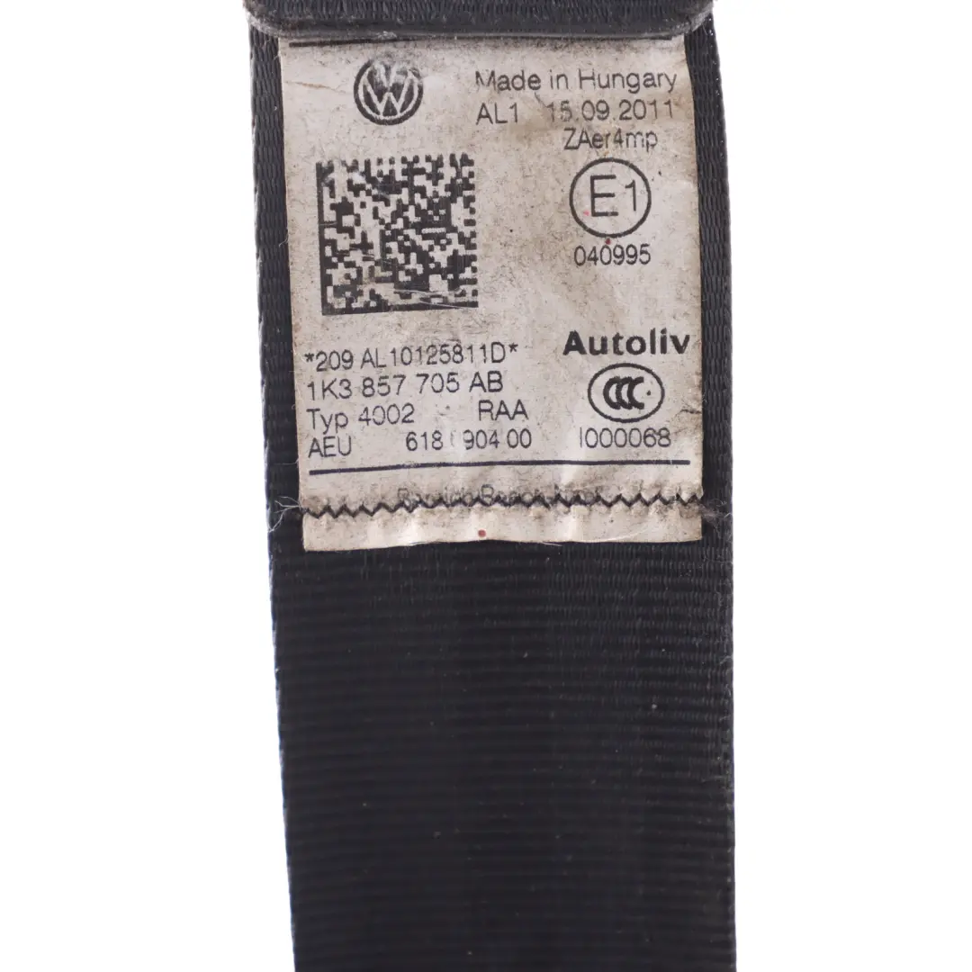 Volkswagen Golf Mk6 VI Front Left N/S Interior Seat Belt Seatbelt - SKU RHD-1K3857705AB - Part number 1K3857705AB