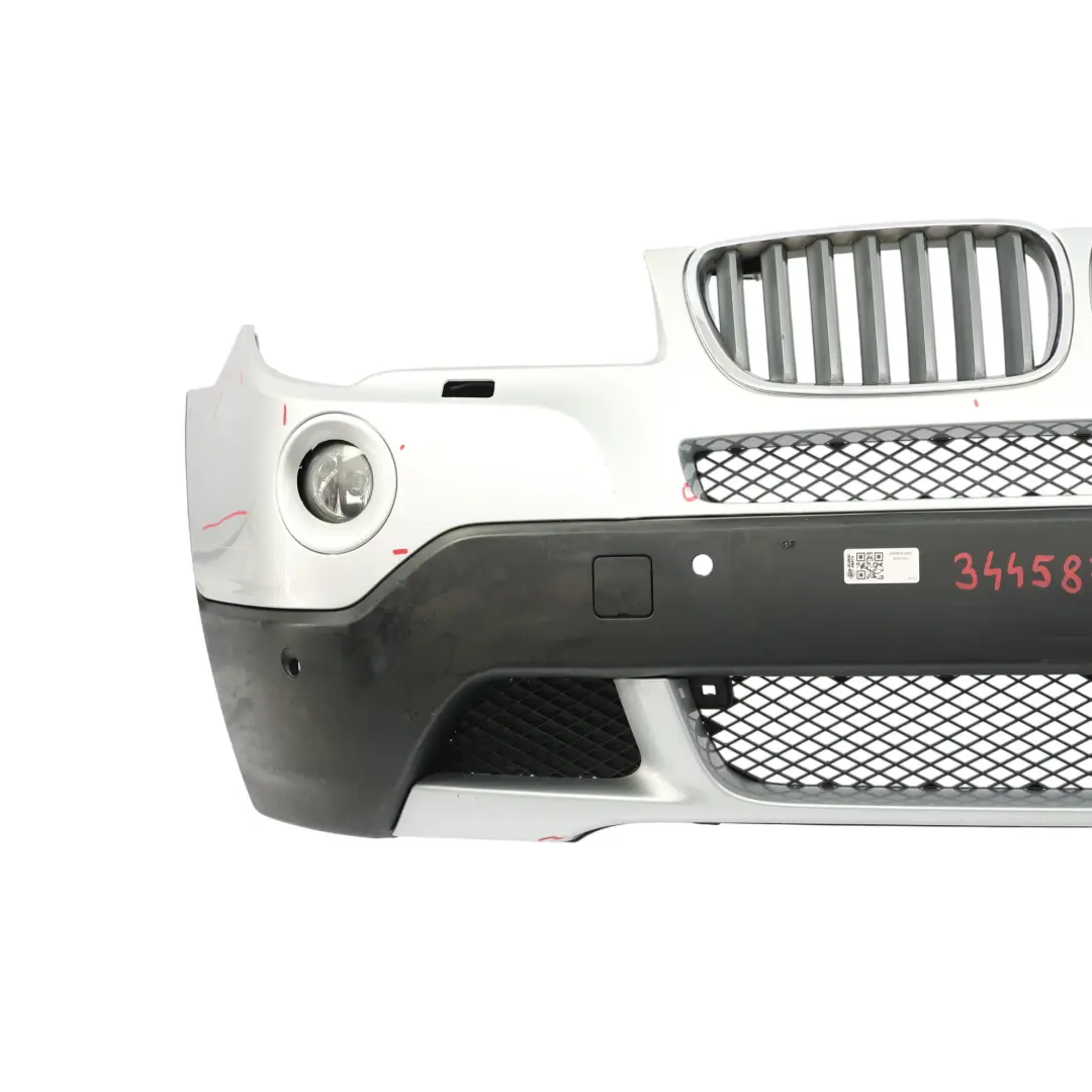 Complete Front Bumper PDC Silbergrau Silver Grey Metallic - A08 to BMW X3 E83 LCI with Part number 3445874 BMW X3 E83 LCI Complete Front Bumper PDC Silbergrau Silver Grey Metallic - A08 - SKU 3445874-SBG - Part number 3445874