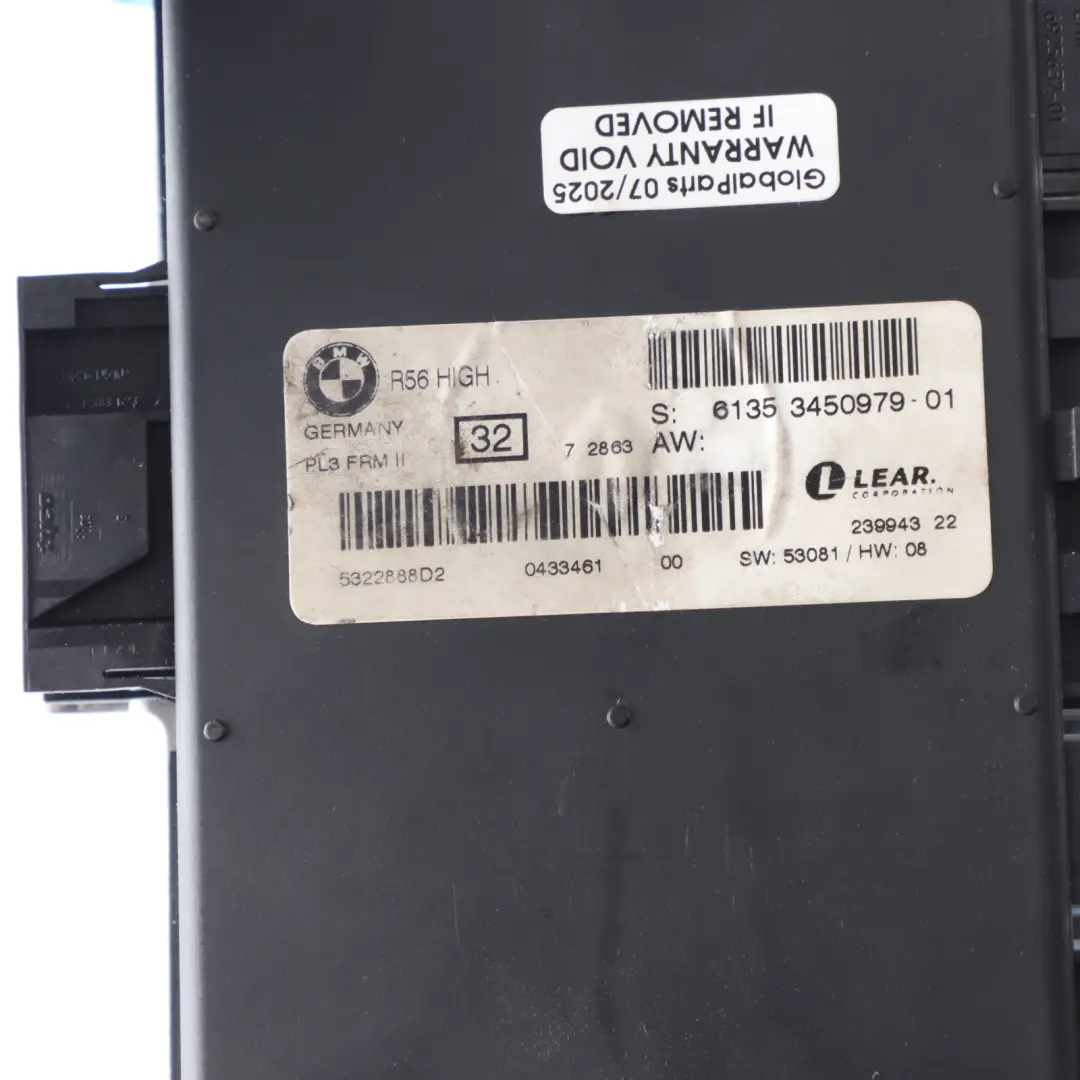 Footwell Light Module High ECU Lear PL3 FRM II to Mini R55 with Part number 3450979 Mini R55 Footwell Light Module High ECU Lear PL3 FRM II - SKU 3450979-1 - Part number 3450979