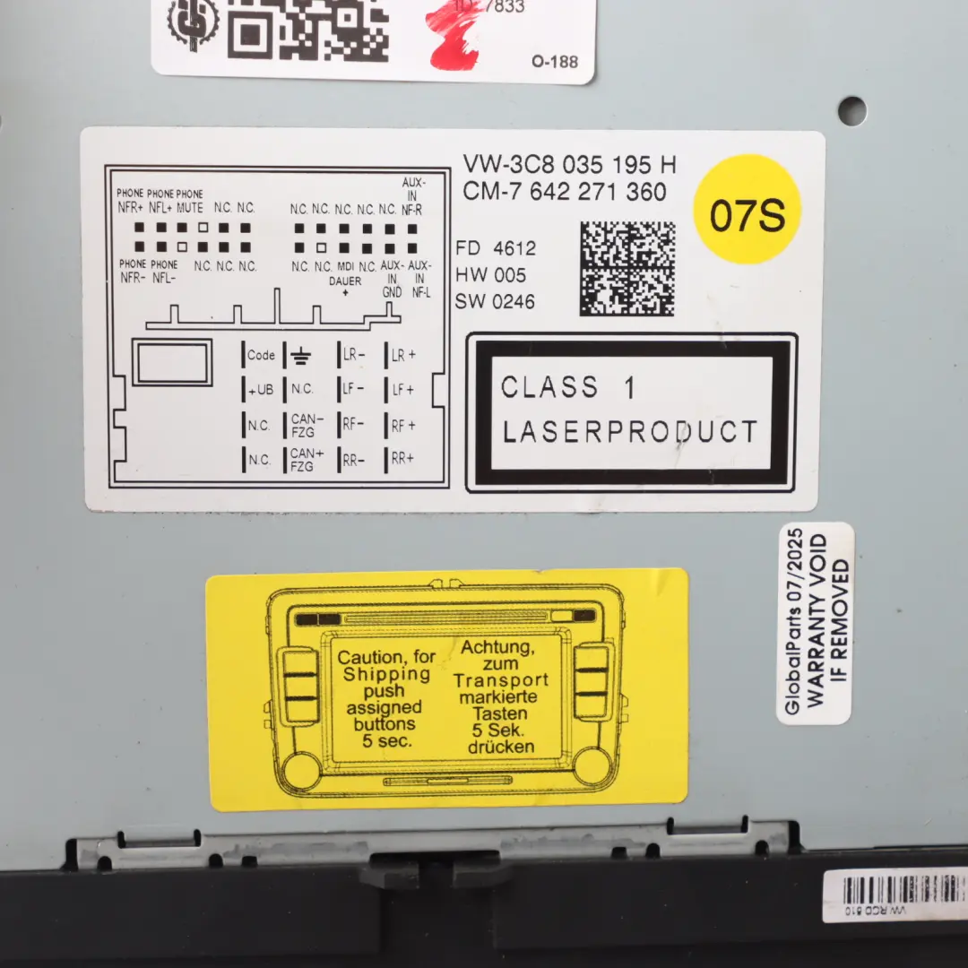 70s Tiguan Mk1 Radio Stereo Head Unit to Volkswagen New Beetle with Part number 3C8035195H Volkswagen New Beetle 70s Tiguan Mk1 Radio Stereo Head Unit - SKU 3C8035195H - Part number 3C8035195H