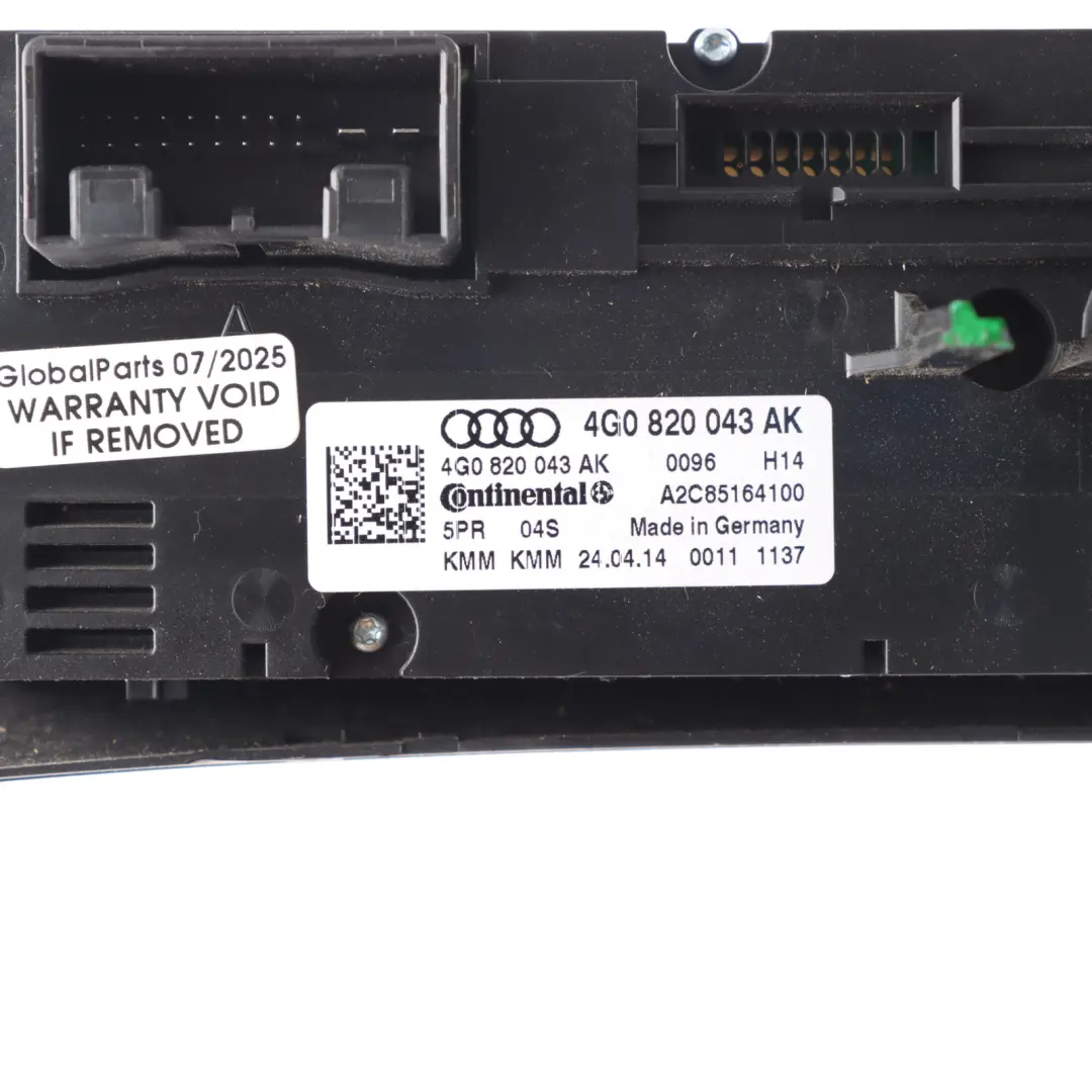 4G8 A/C Climate Heater Control Panel Assembly Switch Panel to Audi A7 with Part number 4G0820043AK Audi A7 4G8 A/C Climate Heater Control Panel Assembly Switch Panel - SKU 4G0820043AK - Part number 4G0820043AK