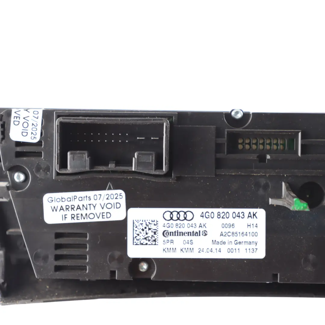 4G8 A/C Climate Heater Control Panel Assembly Switch Panel to Audi A7 with Part number 4G0820043AK Audi A7 4G8 A/C Climate Heater Control Panel Assembly Switch Panel - SKU 4G0820043AK - Part number 4G0820043AK