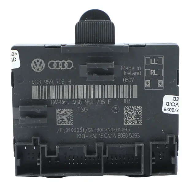 Unidad De Control De Puerta Trasera ECU Izquierda Derecha 4G8959795H para Audi A7 4G con número de pieza 4G8959795F Audi A7 4G Unidad De Control De Puerta Trasera ECU Izquierda Derecha 4G8959795H - SKU 4G8959795F - Número de pieza 4G8959795F