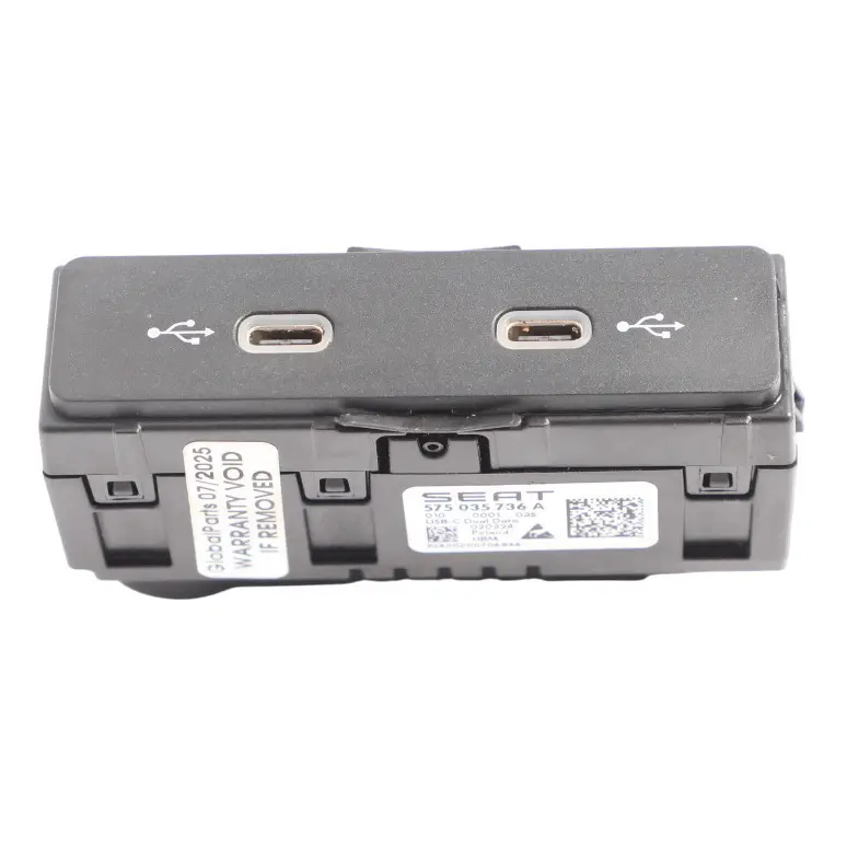 Doppel USB C Ladeanschluss Steckdose Anschluss für Seat Ibiza FR mit Teilenummer 575035736A Seat Ibiza FR Doppel USB C Ladeanschluss Steckdose Anschluss - SKU 575035736A - Teilenummer 575035736A