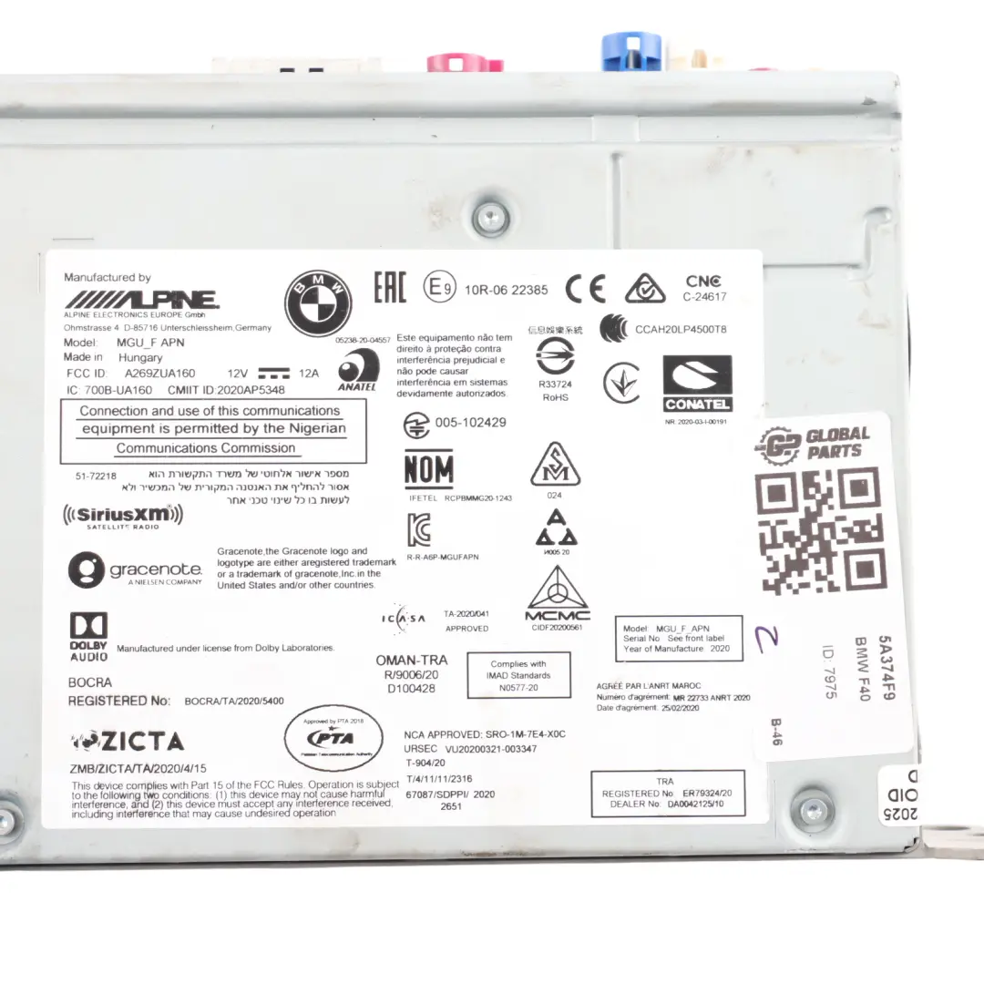 BMW F40 Radio Radioodtwarzacz CD Nawigacja - SKU 5A374F9 - Numer Części 5A374F9