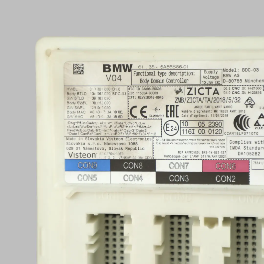  Body Control Module BMW F40 F44 Body Domain Controller Unit BDC ECU - SKU 5A86B86 - Part number 5A86B86