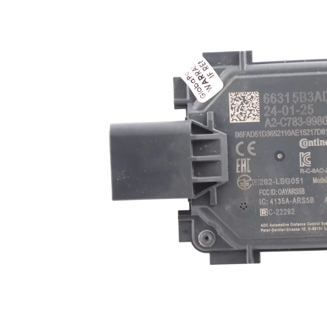 Distronic Radar Sensor Distance Control Unit Module to BMW F70 G60 U06 with Part number 5B3AD16 BMW F70 G60 U06 Distronic Radar Sensor Distance Control Unit Module - SKU 5B3AD16 - Part number 5B3AD16