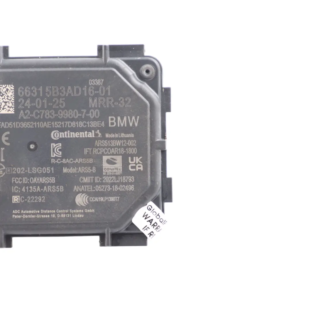 Distronic Radar Sensor Distance Control Unit Module to BMW F70 G60 U06 with Part number 5B3AD16 BMW F70 G60 U06 Distronic Radar Sensor Distance Control Unit Module - SKU 5B3AD16 - Part number 5B3AD16
