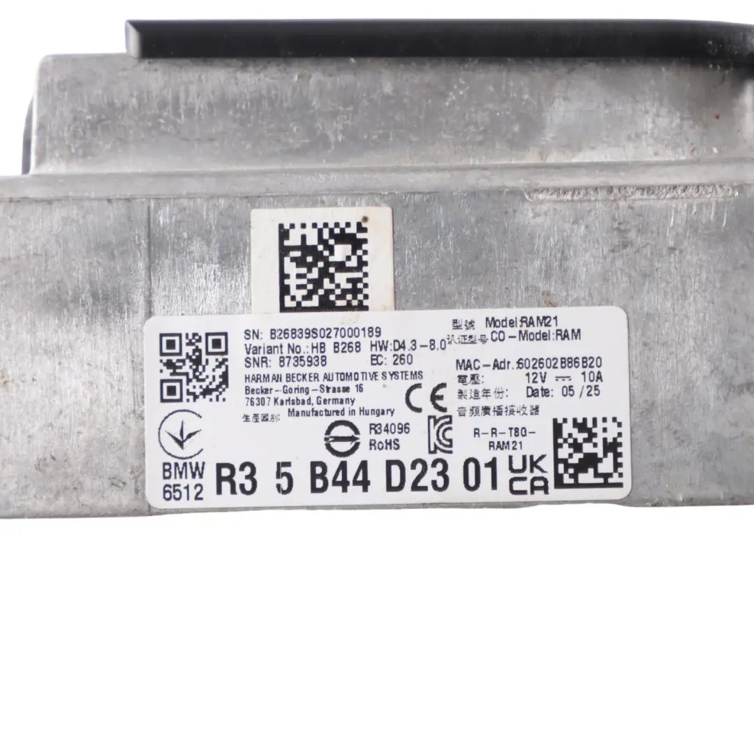 Audio Receiver Digital DAB Control Unit Module to BMW F40 G20 G30 U06 with Part number 5B44D23 BMW F40 G20 G30 U06 Audio Receiver Digital DAB Control Unit Module - SKU 5B44D23 - Part number 5B44D23