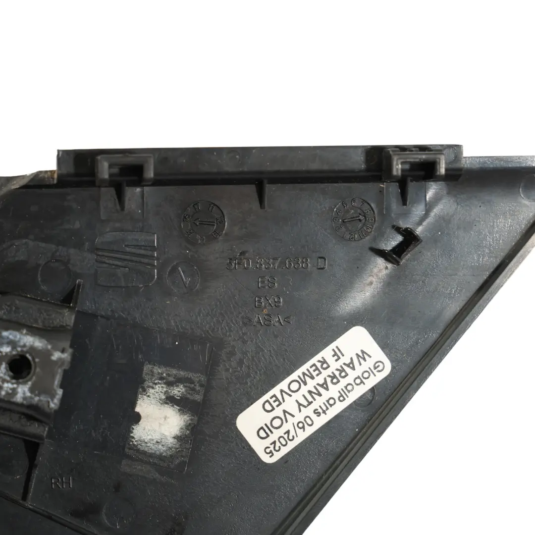 Mk3 Door Mirror Trim Front Right O/S Covering Panel to Seat Leon with Part number 5F0837638D Seat Leon Mk3 Door Mirror Trim Front Right O/S Covering Panel - SKU 5F0837638D - Part number 5F0837638D