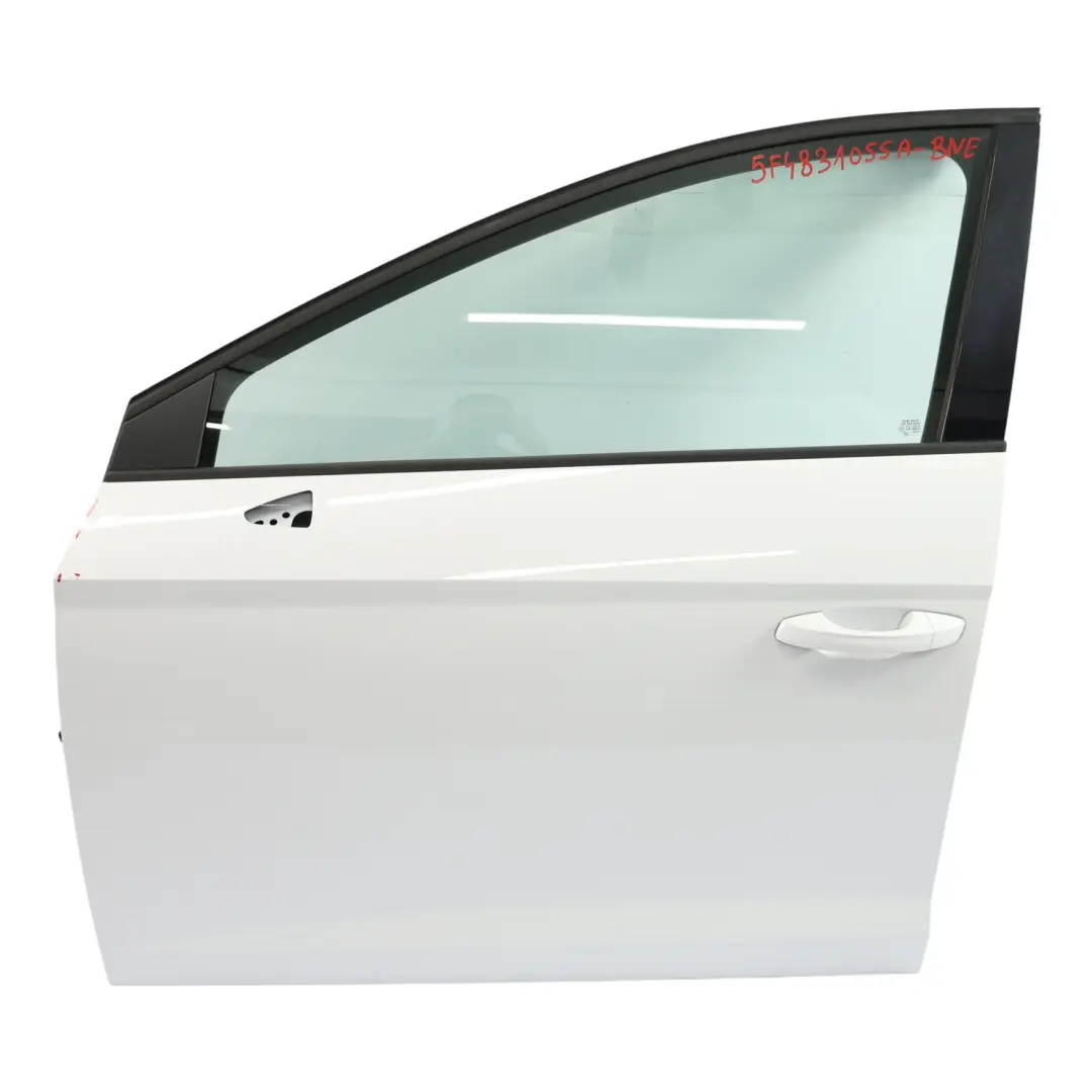 Mk3 Door Front Left N/S Covering Panel Nevada White - S9R to Seat Leon with Part number 5F4831055A Seat Leon Mk3 Door Front Left N/S Covering Panel Nevada White - S9R - SKU 5F4831055A-BNE - Part number 5F4831055A